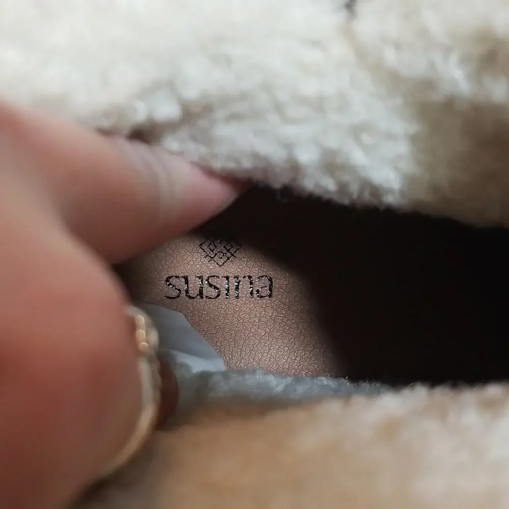 Susina Brown Suede Faux Shearling Ankle Boots - Women’s Size 8.5 - NWOB